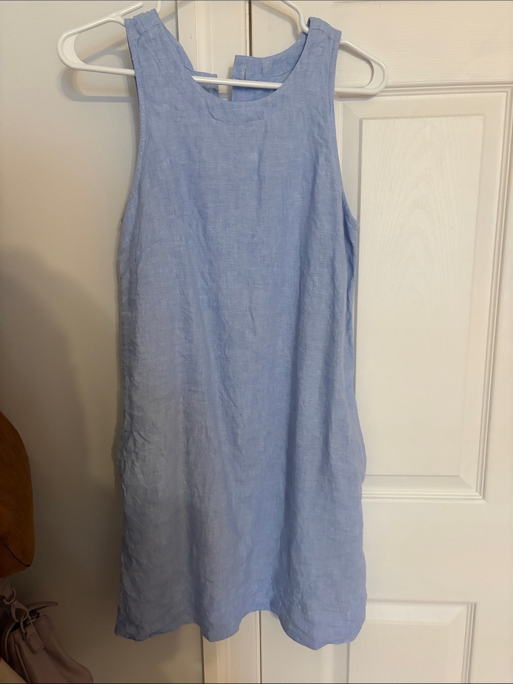 J. Crew Light Blue Sleeveless Linen Mini Dress